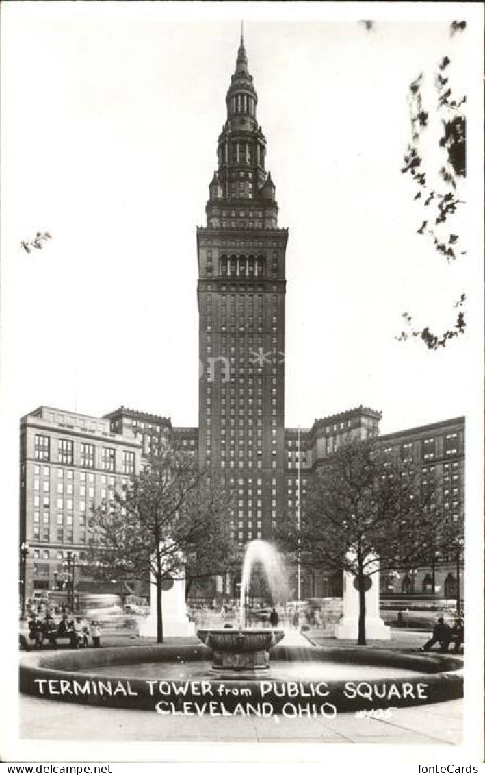 11690431 Cleveland Ohio Terminal Tower From Public Square Fountain  - Other & Unclassified