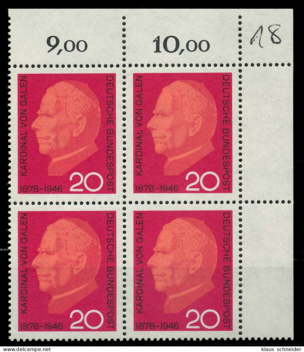 BRD 1966 Nr 505 Postfrisch VIERERBLOCK ECKE-ORE X7EF642 - Unused Stamps