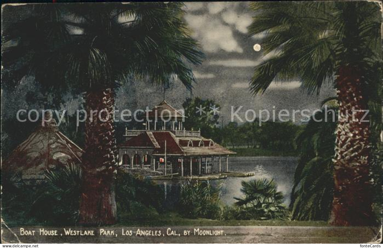 11690346 Los_Angeles_California Boat House Westlake Park By Moonlight - Autres & Non Classés