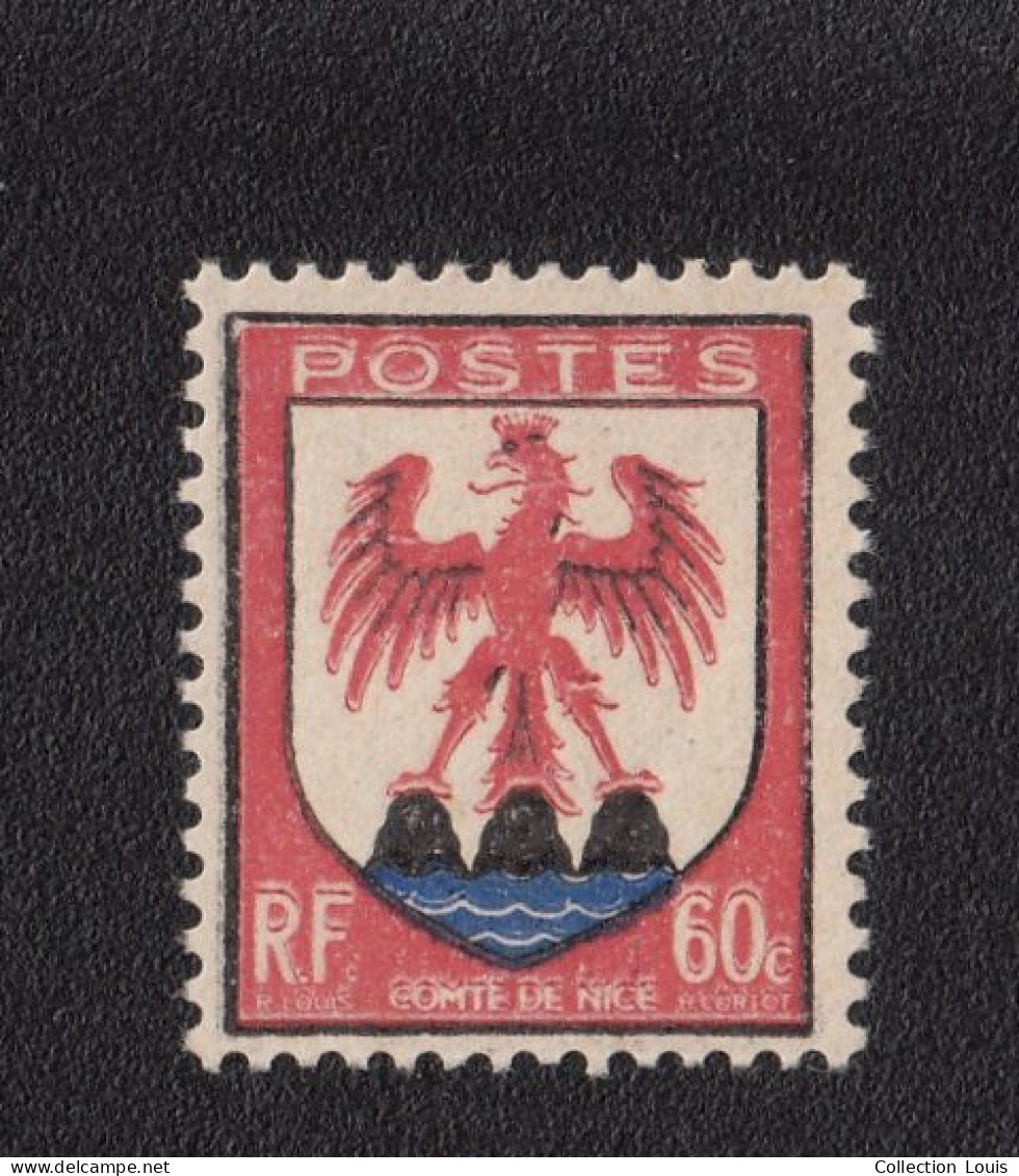 Timbre France 1946 Armoiries Nice Neuf 758 Y&T 60c Défaut Impression - Neufs