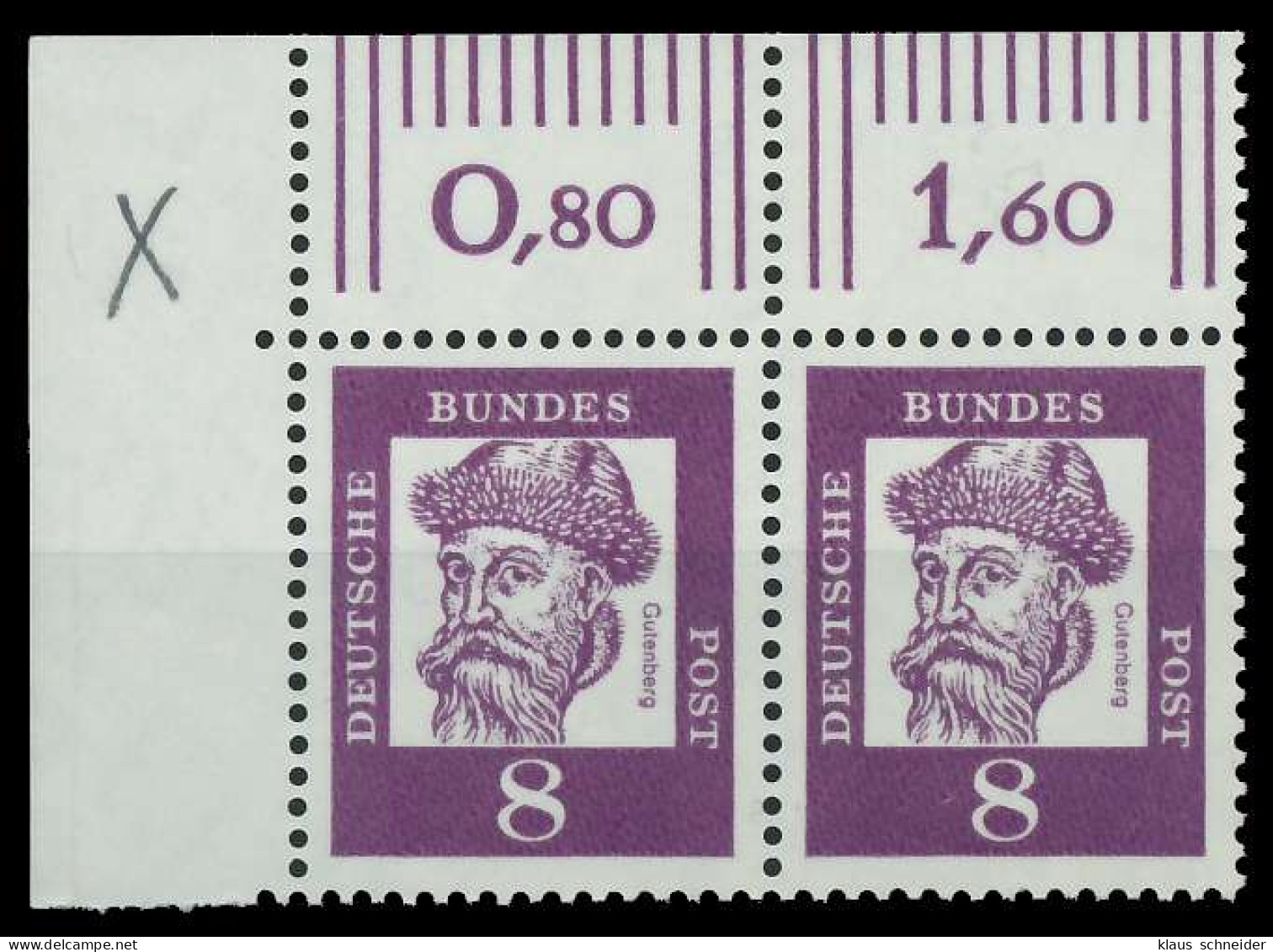 BRD DS BED DEUT Nr 349x Postfrisch WAAGR PAAR ECKE-OLI X807B56 - Unused Stamps
