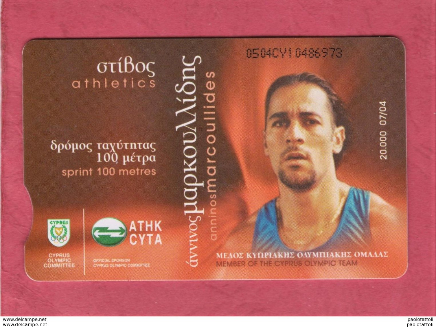 Cyprus- Cyprus Olympic Committee. Anninos Marcoullides. Used Phone Card With Chip By 3 Cyprus Lira. Exp. Date 07/04 - Zypern
