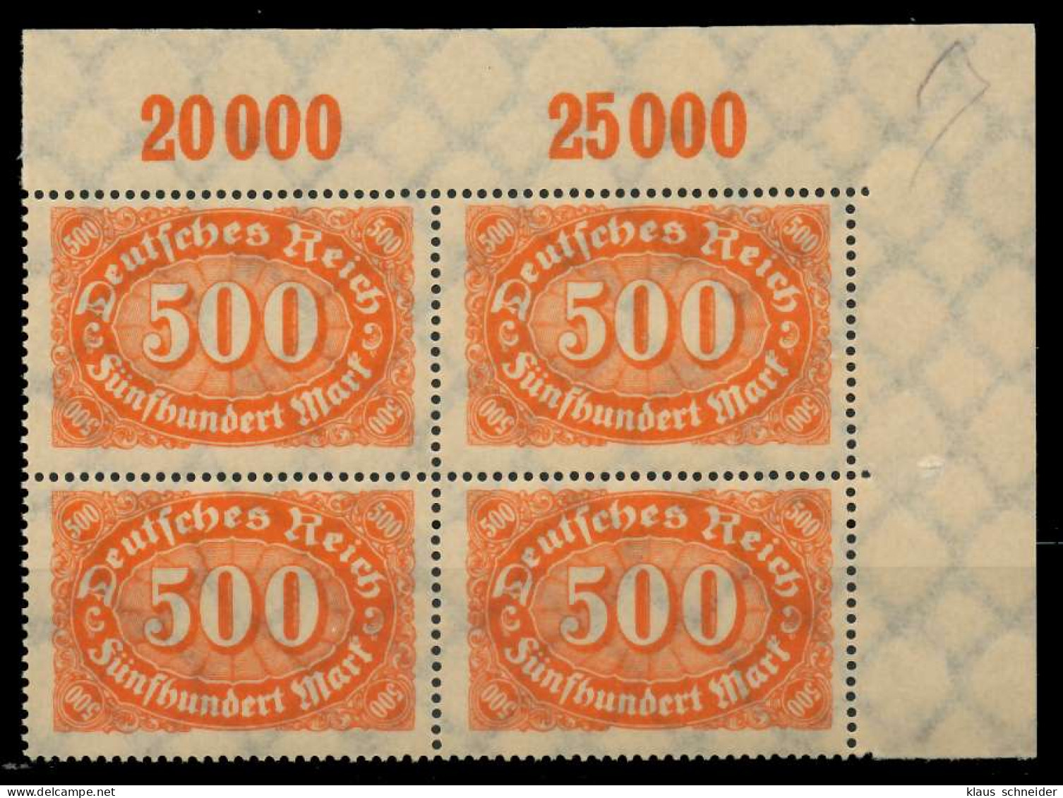 D-REICH INFLA Nr 251 Postfrisch VIERERBLOCK ECKE-ORE X809712 - Unused Stamps