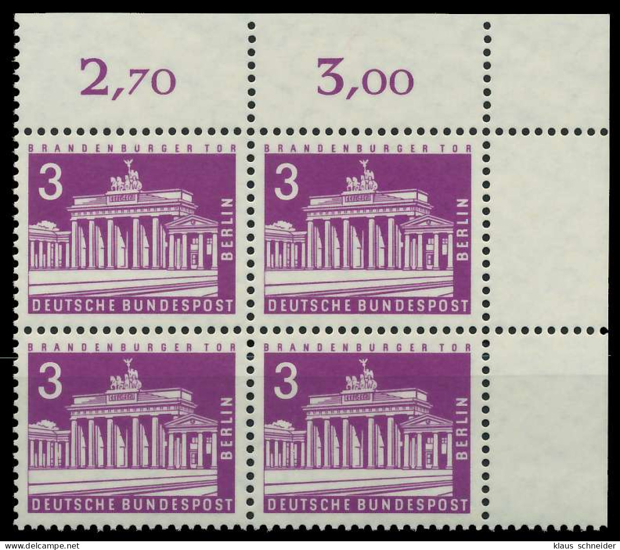 BERLIN DS BAUTEN 2 Nr 231 Postfrisch VIERERBLOCK ECKE-O S5F91BE - Unused Stamps
