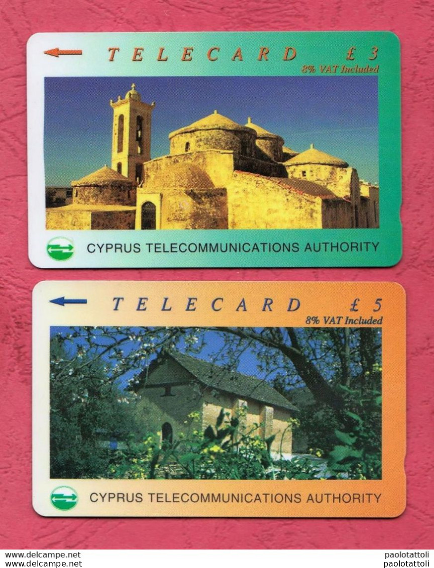 Cyprus- Telecommunications Authority- Telecard Used By 3 & 5 Lire. Panayia Angeloktisti & Ayia Paraskevi- Lot Of Two - Chipre