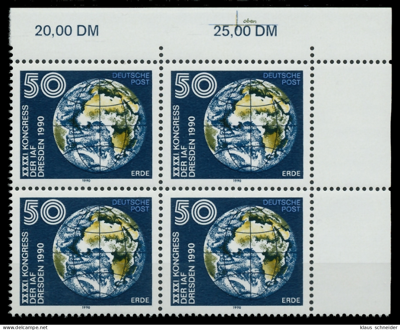 DDR 1990 Nr 3361 "oben" Postfrisch VIERERBLOCK ECKE-ORE X02089A - Unused Stamps