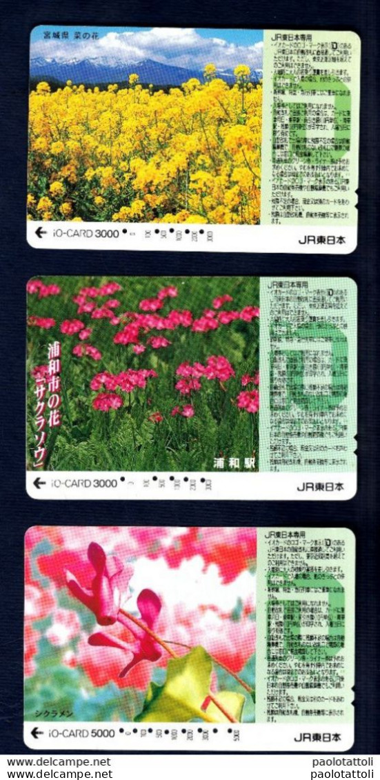 Lot Of Three Used Phone Cards . Id CARD. Flowers - Corée Du Sud