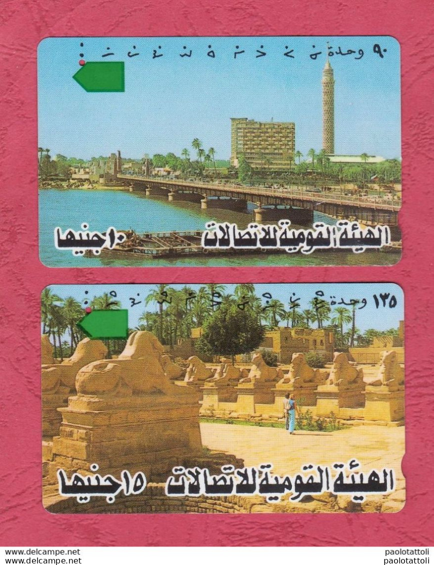 Egypt-Telecom Egypt- Egyptian Landscape And Sites- Pre Paid Phone Card Used . Lot Of Two Cards. - Egypte