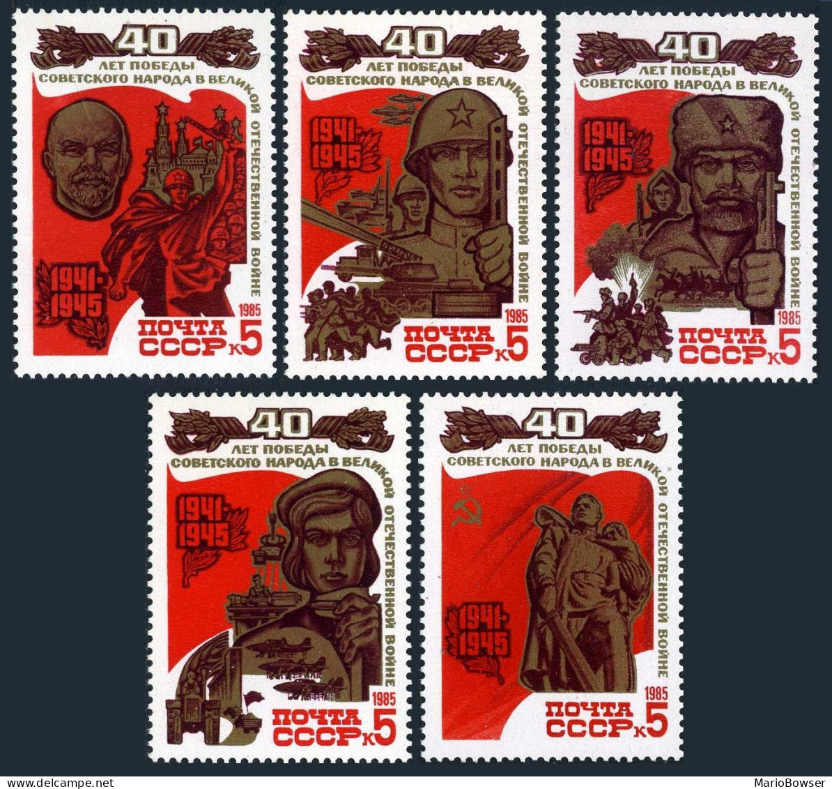 Russia 5349-5353, 5354, MNH. Mi 5490-5494, Bl.182. Victory Over Fascism, 1985. - Neufs
