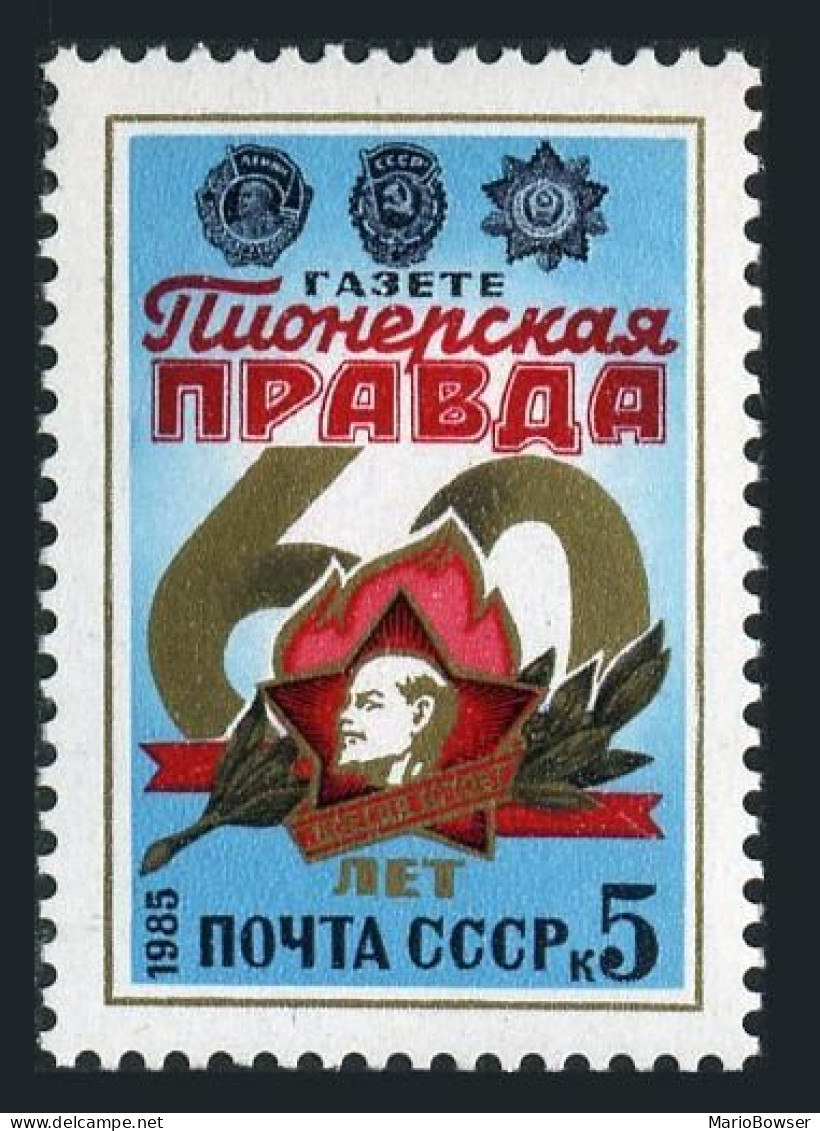 Russia 5333 Two Stamps, MNH. Michel 5475. Pionerskaya Pravda, 60th Ann. 1985. - Neufs