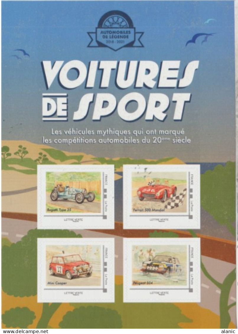 FRANCE-COLLECTOR-Voitures De Sport - Neuf - 4  VP -2018/2021-Bugati-Ferrari-Mini Cooper-Peugeot 504- - Collectors