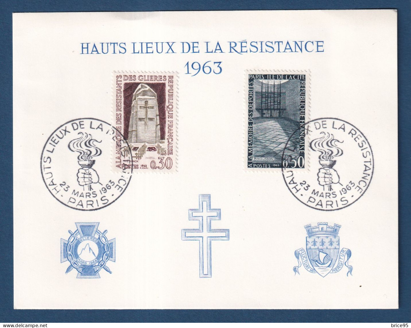 France - FDC - Premier Jour - Carte Maximum - Hauts Lieux De La Résistance - 1963 - 1960-1969