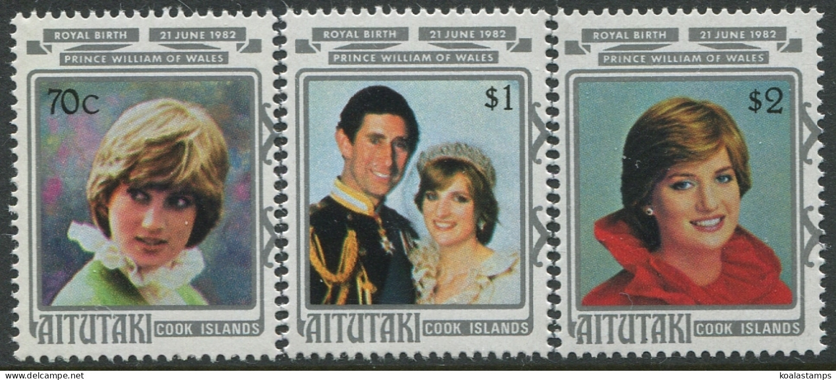 Aitutaki 1982 SG421-423 Princess Diana Royal Birth Set MNH - Cook