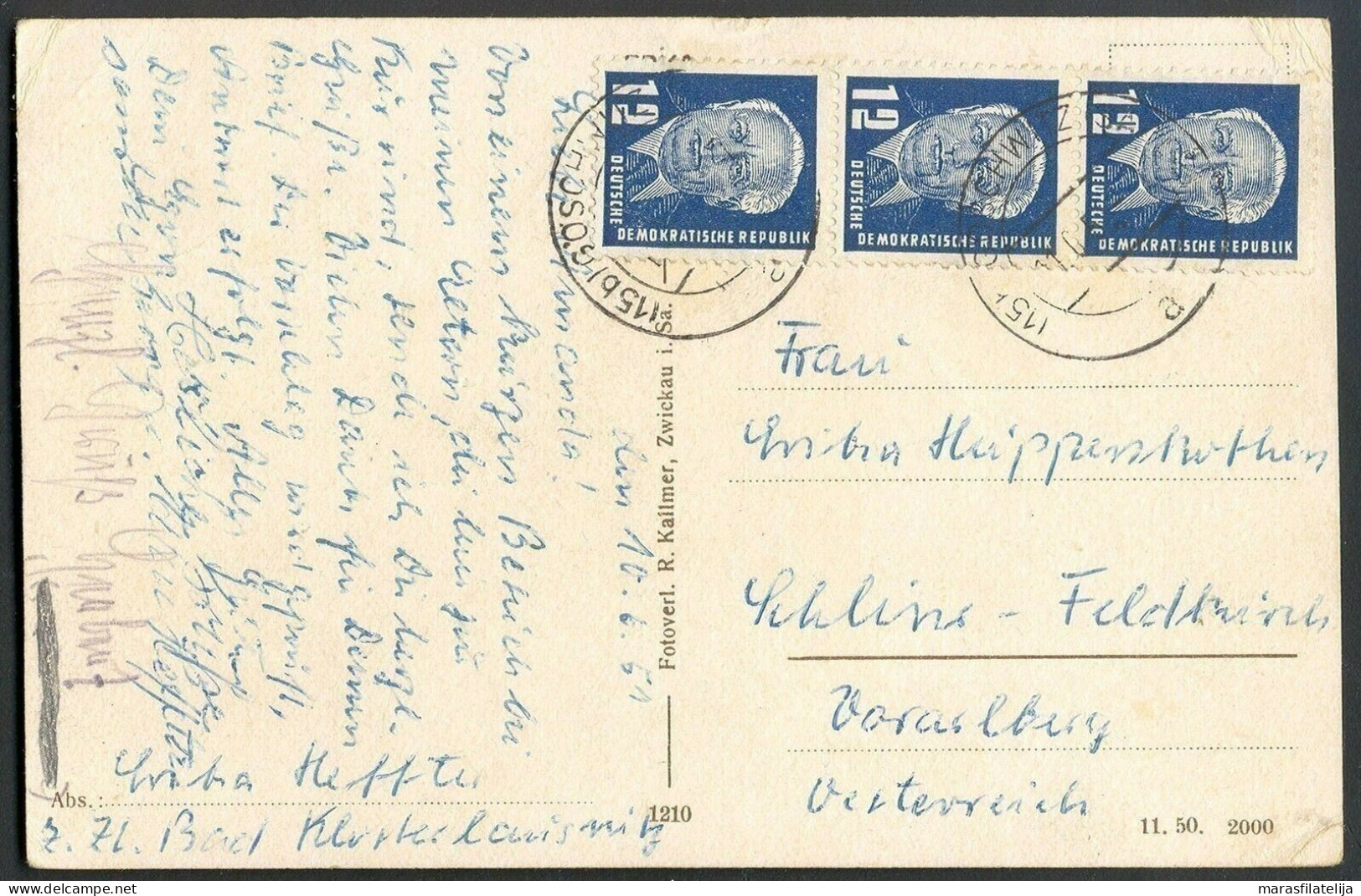 East Germany DDR 1950, Postcard (Bad Klosterlausnitz) To Feldkirch, Austria - Otros & Sin Clasificación