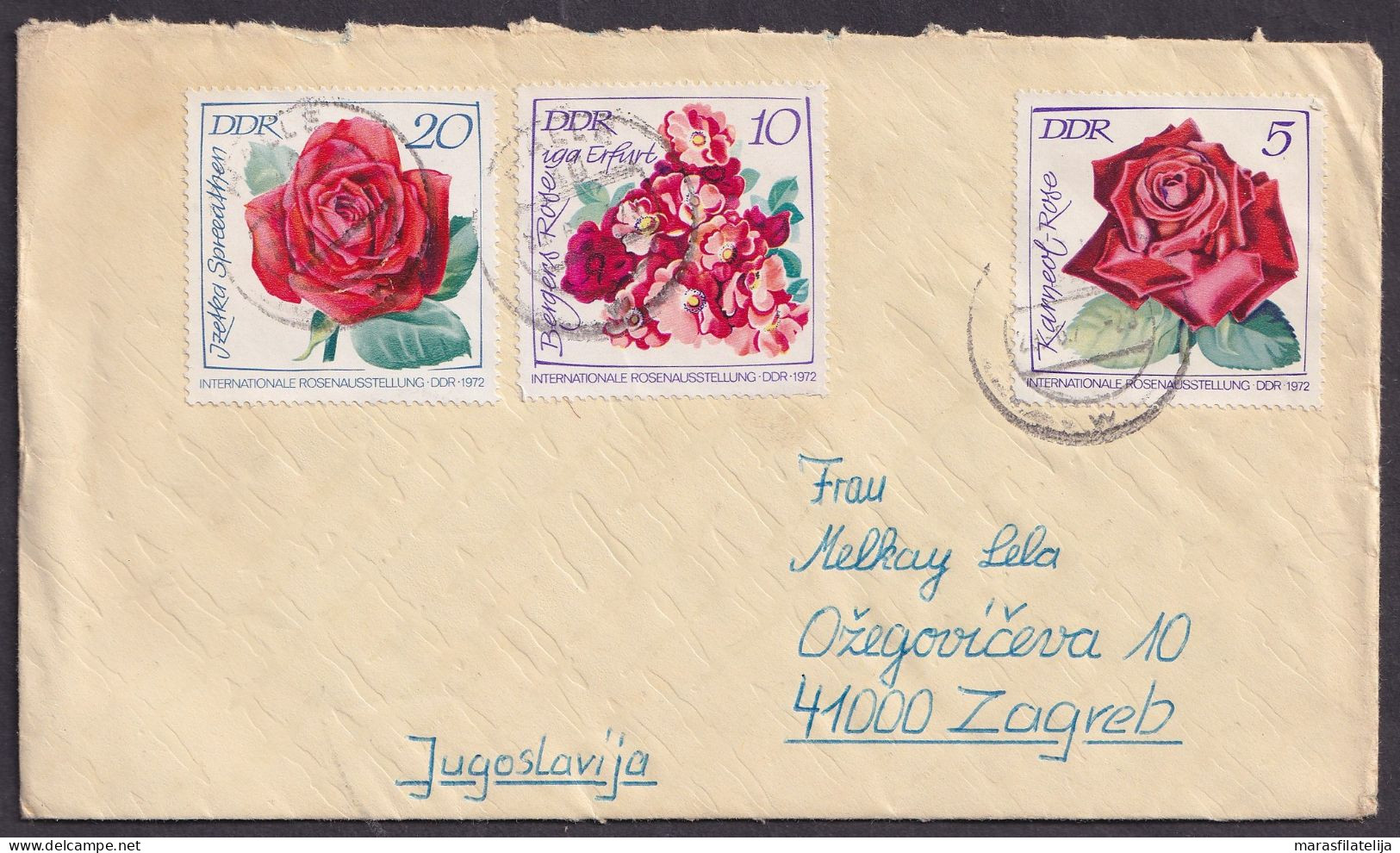 East Germany DDR 1972, Flowers, Roses, Letter To Yugoslavia - Andere & Zonder Classificatie