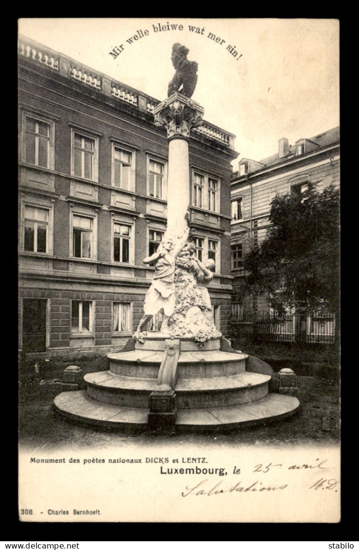 LUXEMBOURG - LUXEMBOURG-VILLE - MONUMENT DES POETES DICKS ET LENTZ - Luxemburgo - Ciudad