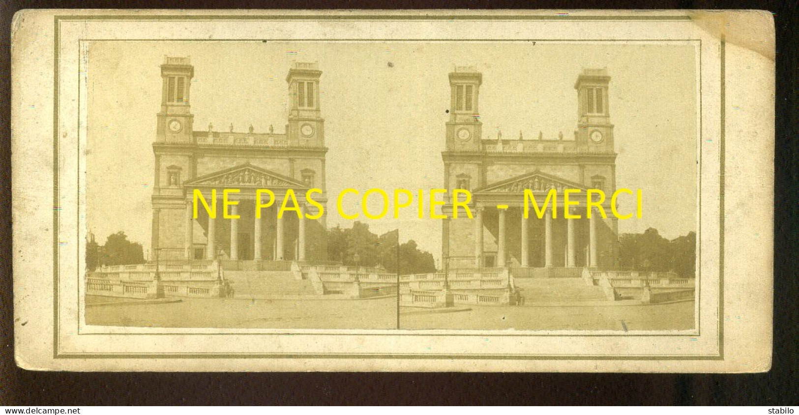 PHOTO STEREO - PARIS - EGLISE ST-VINCENT-DE-PAUL - FORMAT 17 X 8.5 CM  - Stereo-Photographie