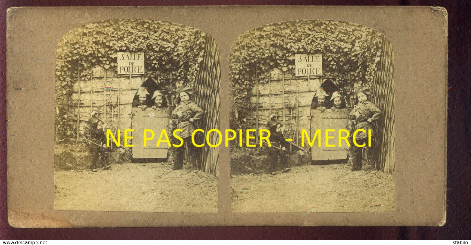 PHOTO STEREO - SCENE ENFANTINE - FORMAT 17 X 8.5 CM  - Stereo-Photographie