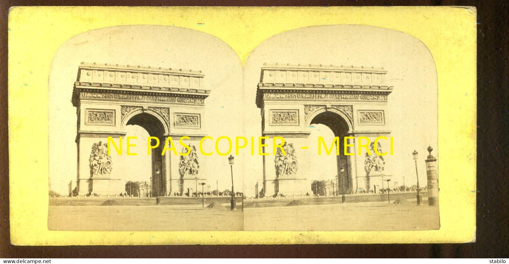 PHOTO STEREO - PARIS - L'ARC DE TRIOMPHE - FORMAT 17 X 8.5 CM  - Photos Stéréoscopiques