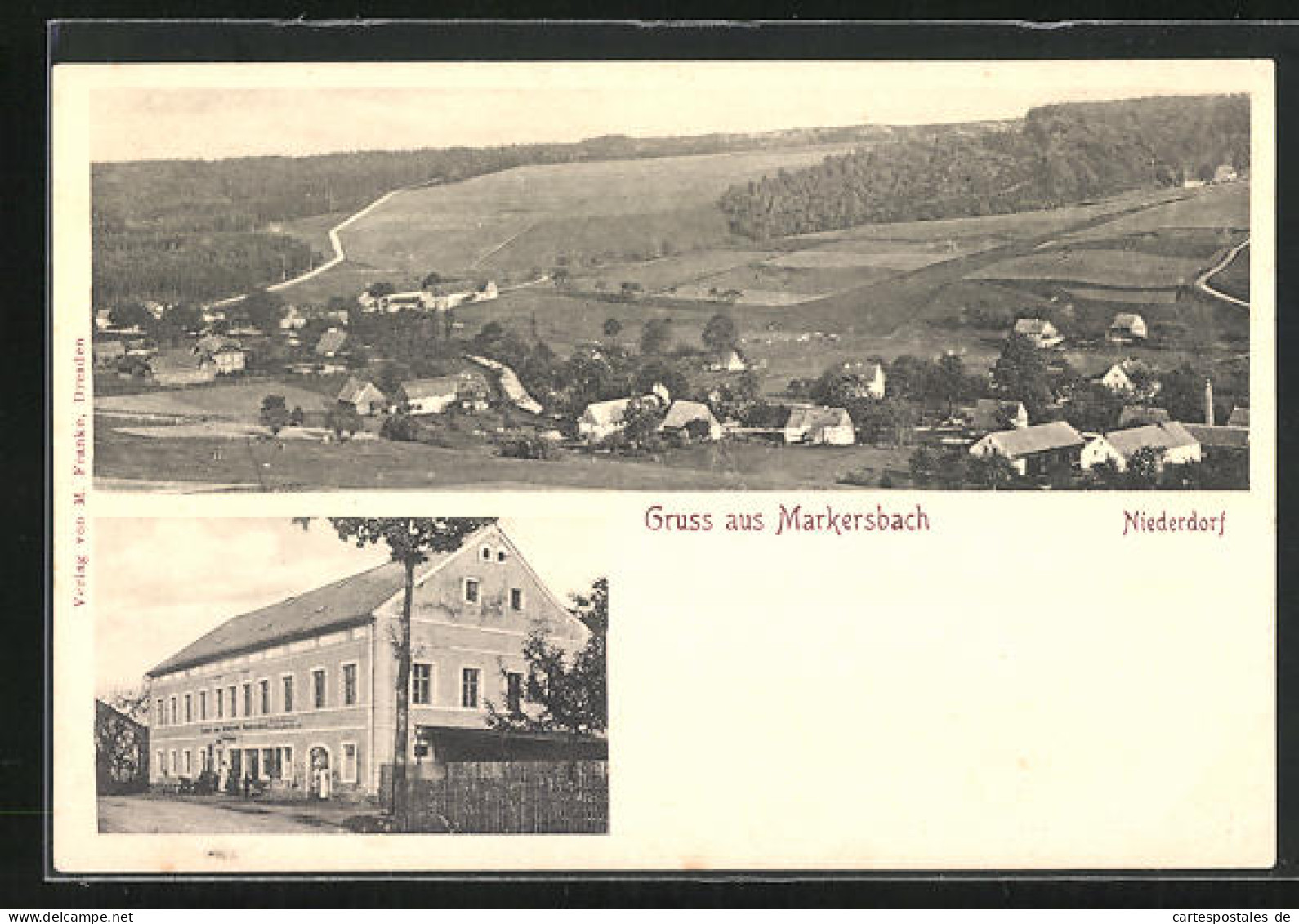 AK Markersbach, Gasthof Zum Erbgericht, Totalansicht Von Niederdorf  - Markersbach