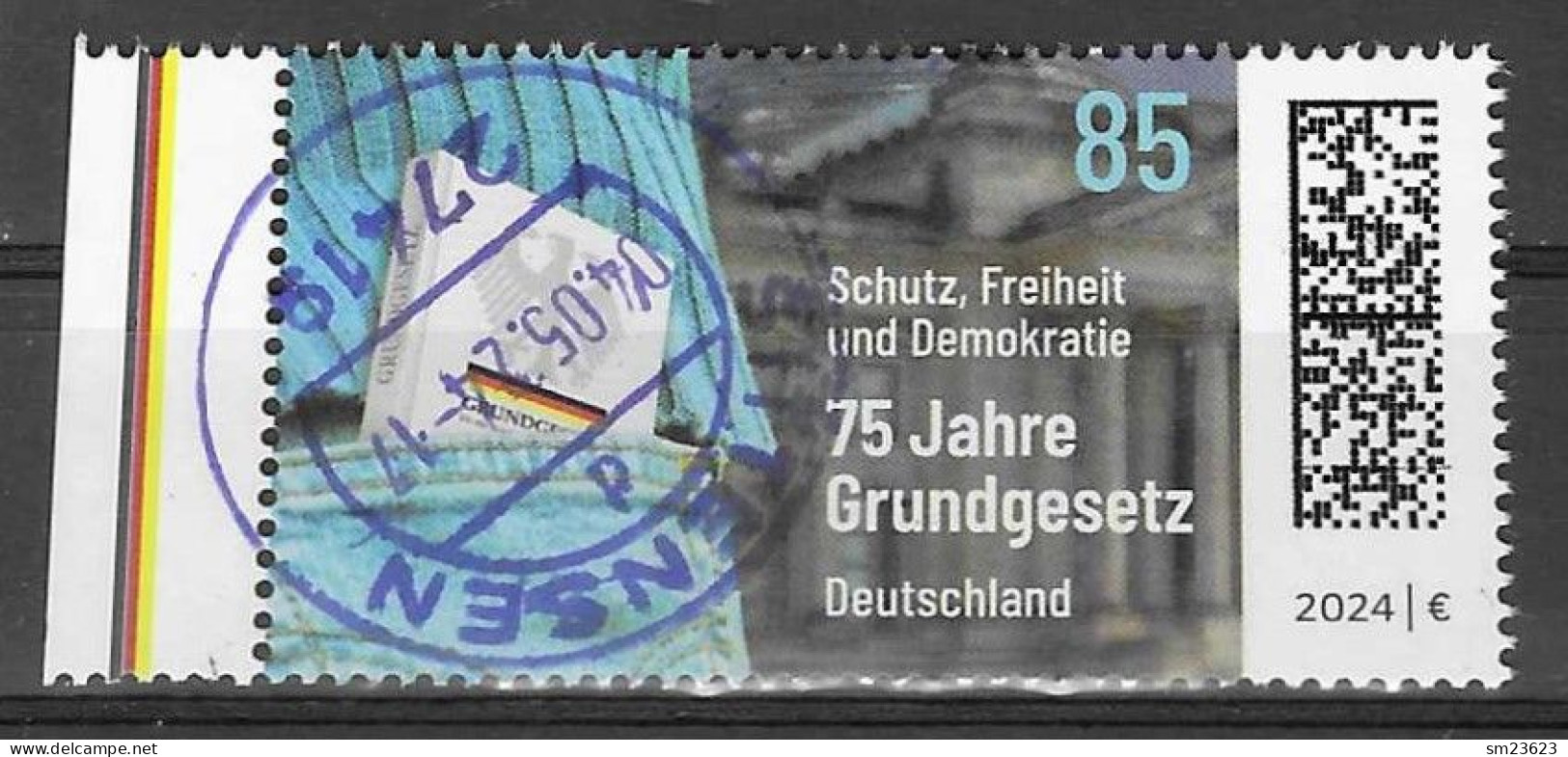 BRD 2024   Mi.Nr. 3830 , 75 Jahre Grundgesetz- Nassklebend - Gestempelt / Fine Used / (o) - Used Stamps