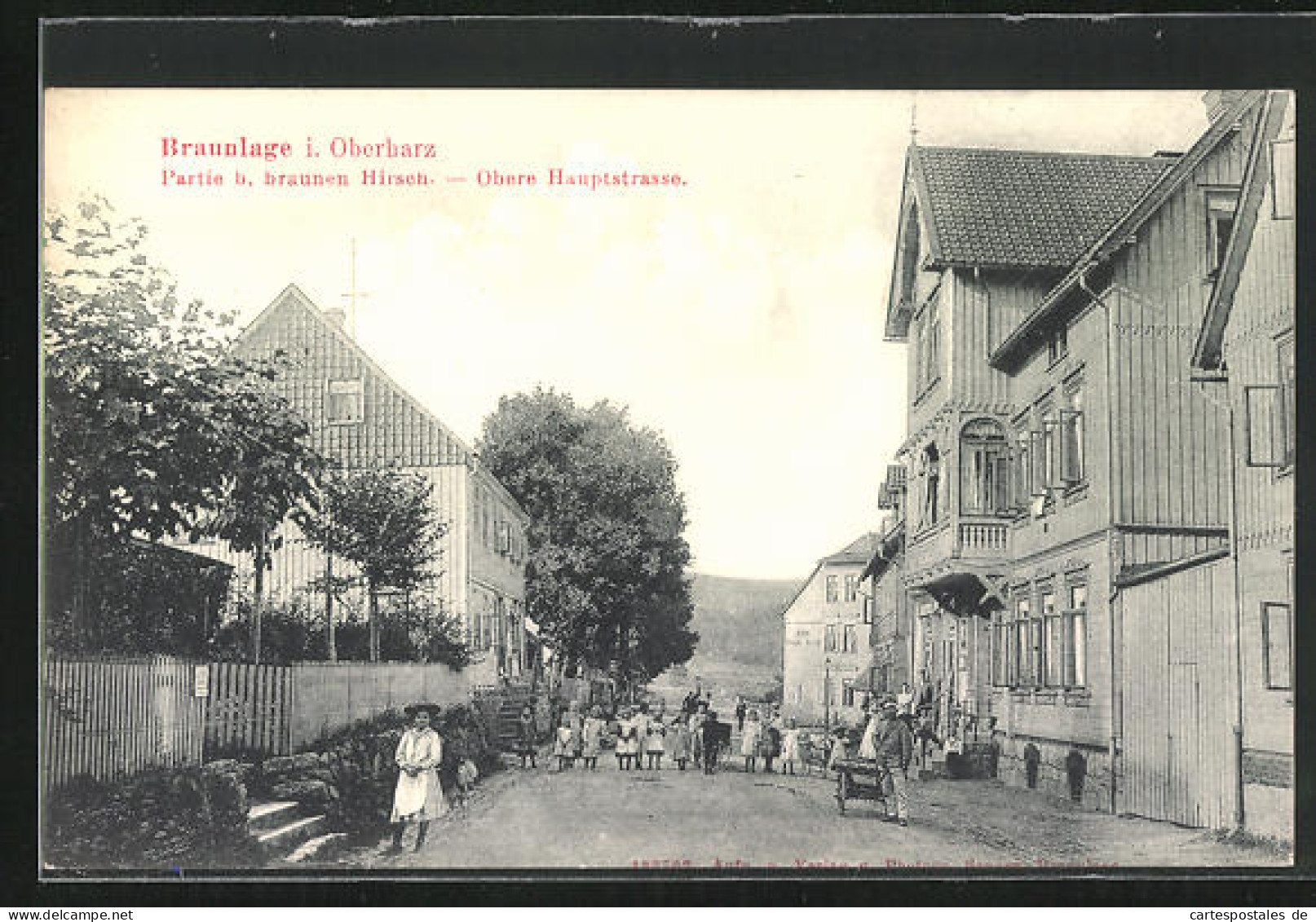 AK Braunlage I. Oberharz, Partie B. Gasthaus Brauner Hirsch, Obere Haupstrasse  - Oberharz