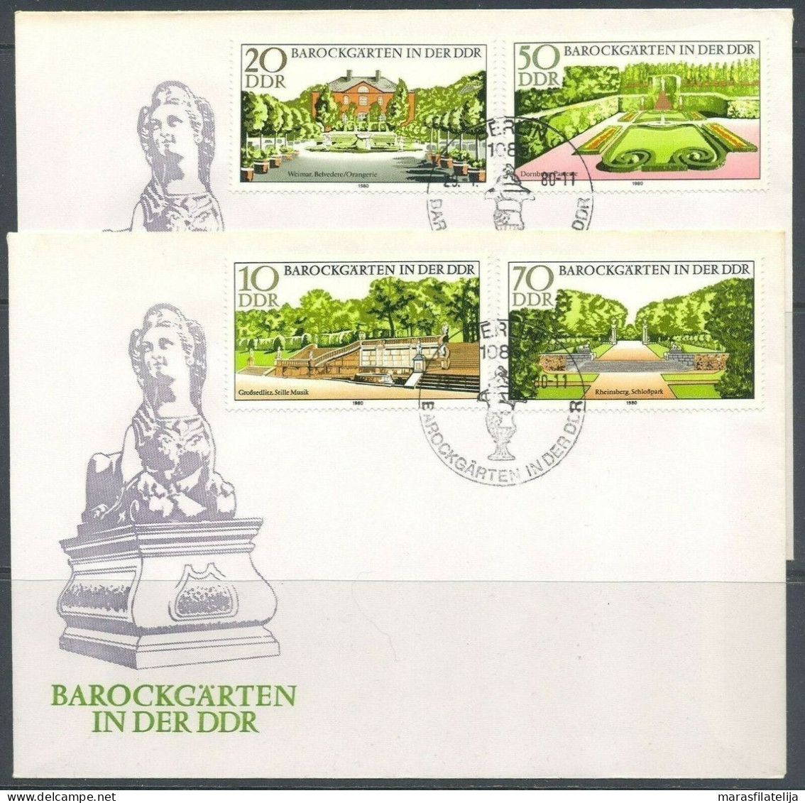 East Germany DDR 1980, Baroque Gardens, FDC - Altri & Non Classificati