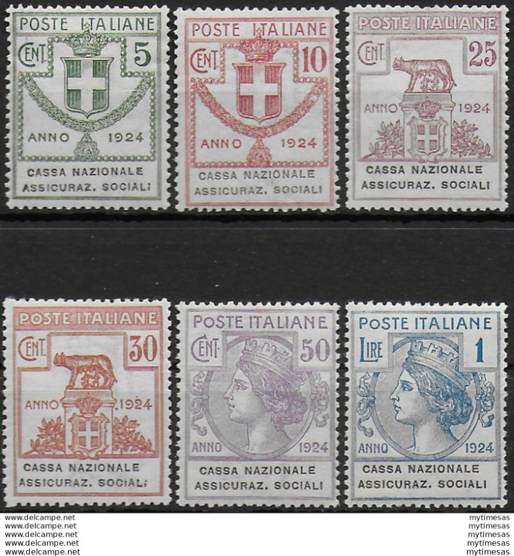 1924 Italia Parastatali Assicurazioni Sociali 6v. Bc MNH Sassone N. 24/29 - Autres & Non Classés