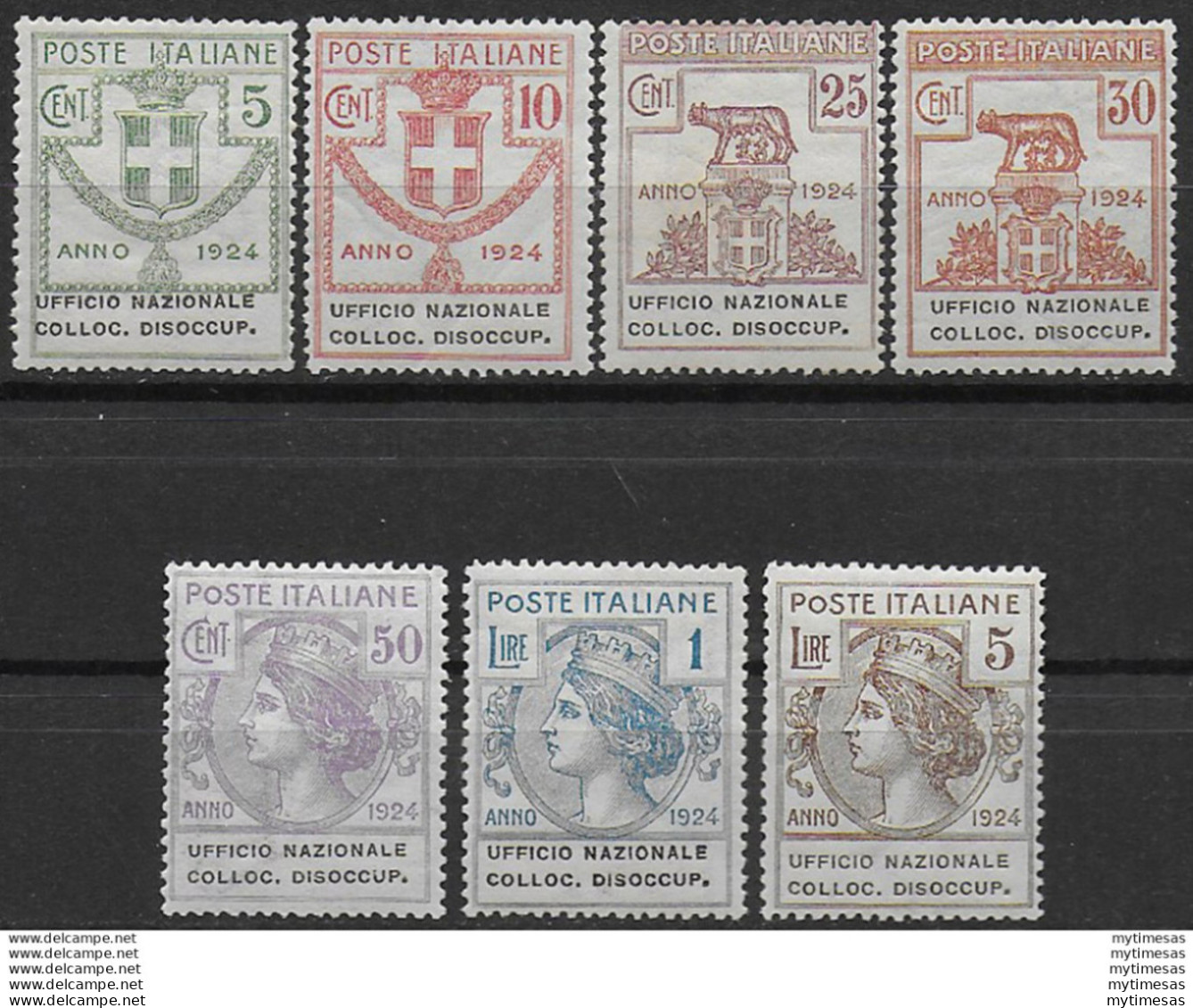 1924 Italia Parastatali Collocamento Disoccupati 7v. MNH Sassone N. 62/68 - Sonstige & Ohne Zuordnung