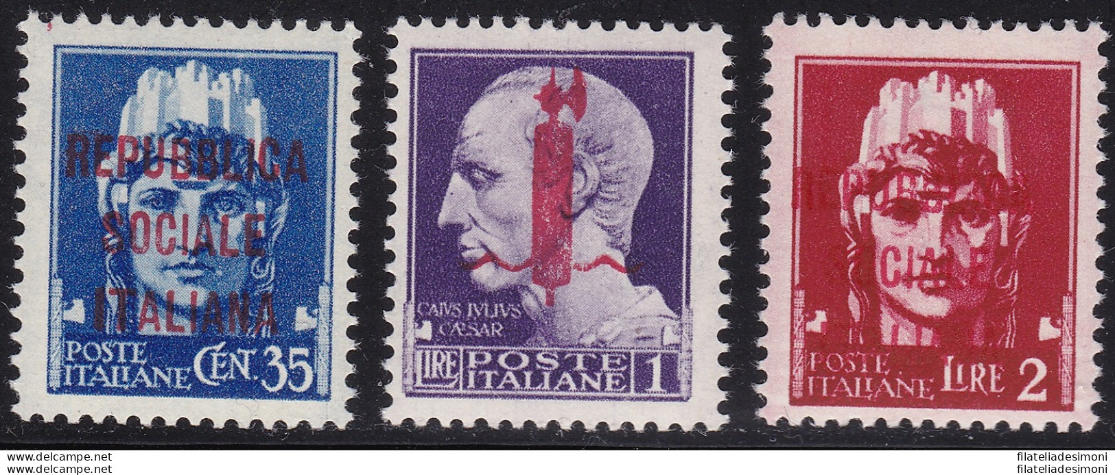 1944 Repubblica Sociale Italiana, SAGGI P 19/20/22 3 Valori MNH/** SIGLATI - Nuevos