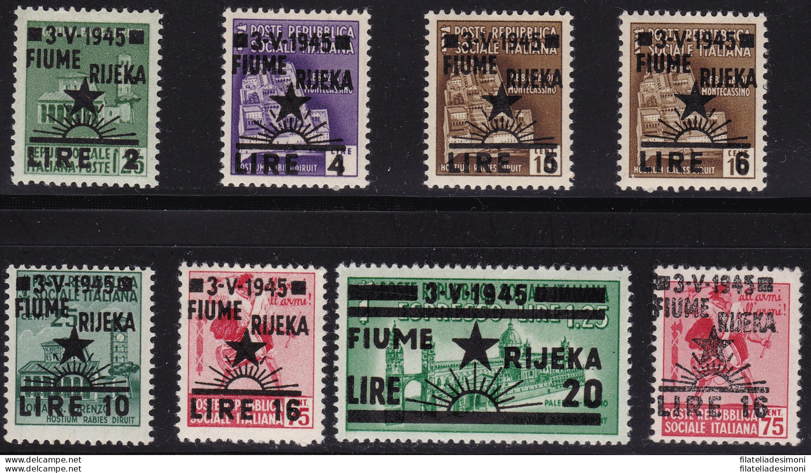 1945 FIUME Occupazione Jugoslava; N. 14/21 Serie Di 8 Valori MNH** - Andere & Zonder Classificatie