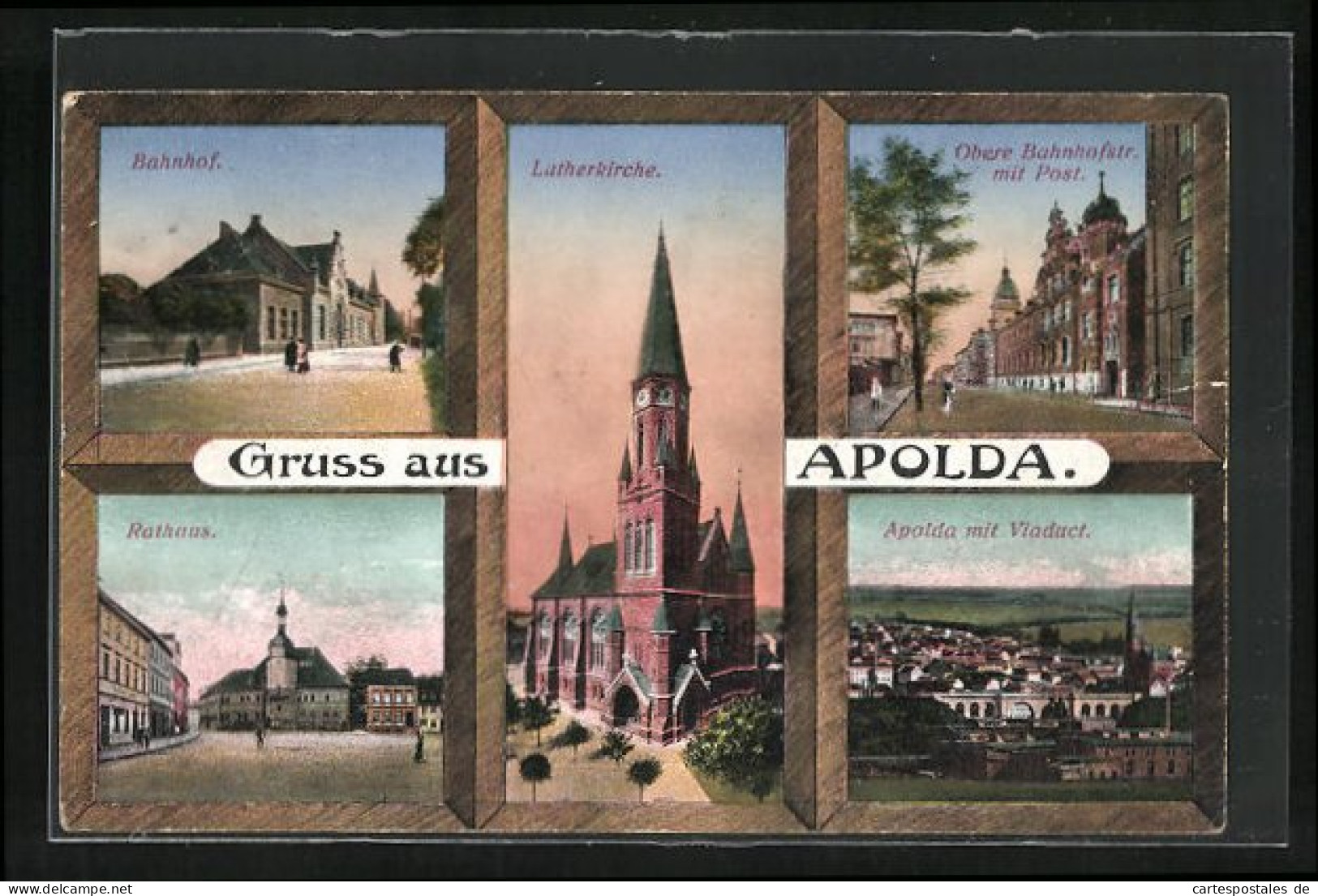 AK Apolda, Bahnhof, Lutherkirche, Obere Bahnhofstrasse  - Apolda