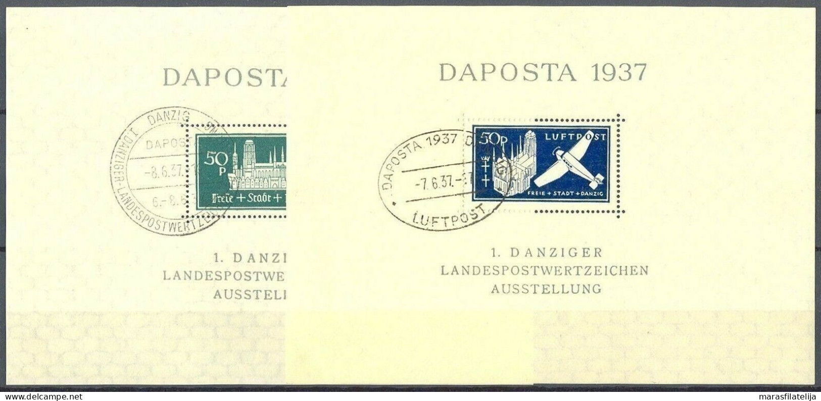 Germany, Danzing, 1937, DAPOSTA, Souvenir Sheets Set With Commemorative Postmark - Otros & Sin Clasificación