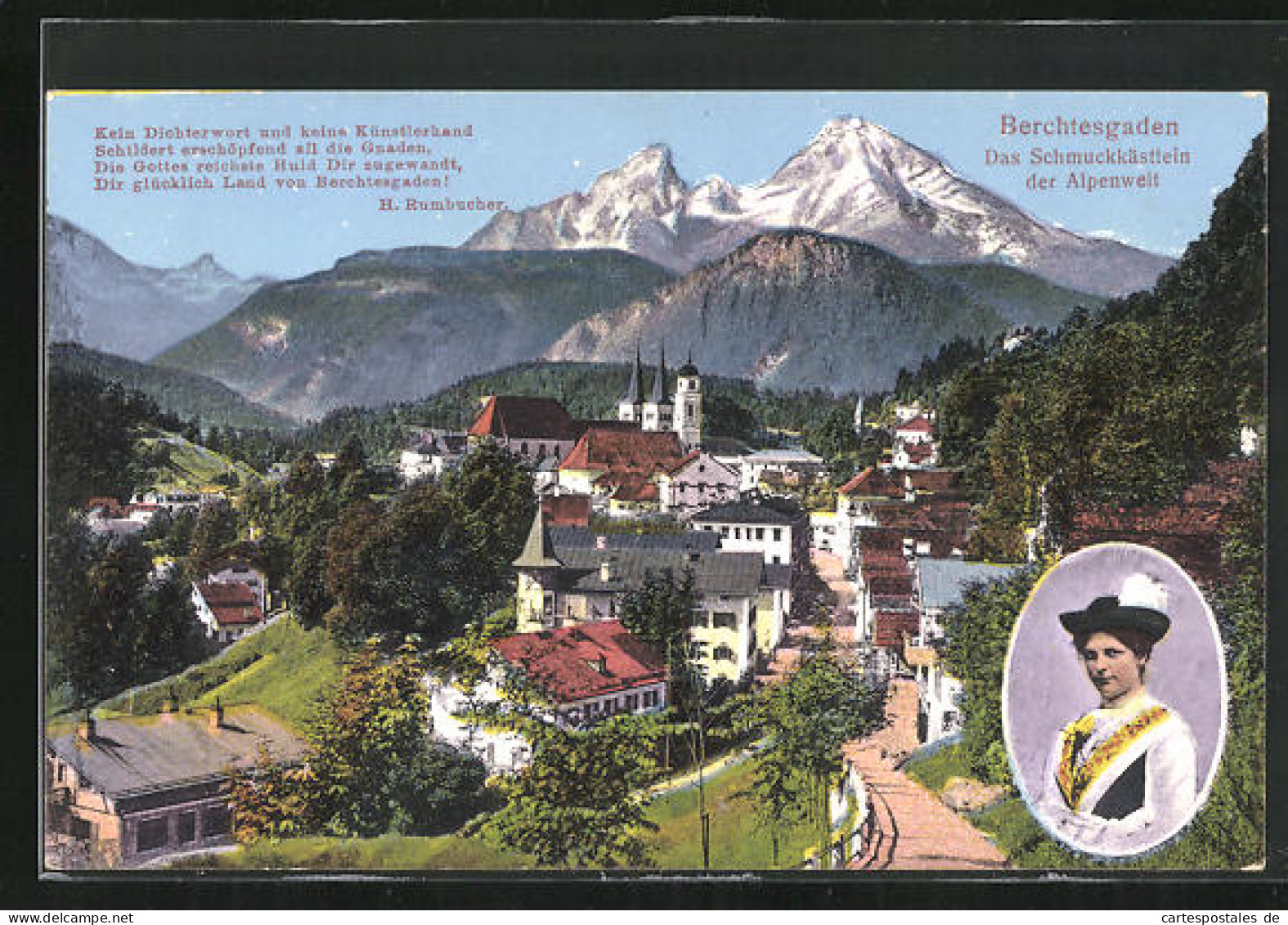 AK Berchtesgaden, Ortsansicht Mit Gebirge  - Berchtesgaden