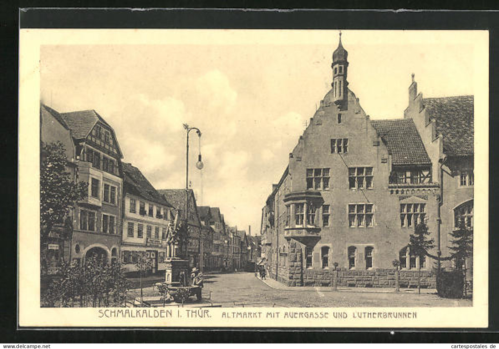 AK Schmalkalden / Thür., Altmarkt Mit Auergasse Und Lutherbrunnen  - Schmalkalden