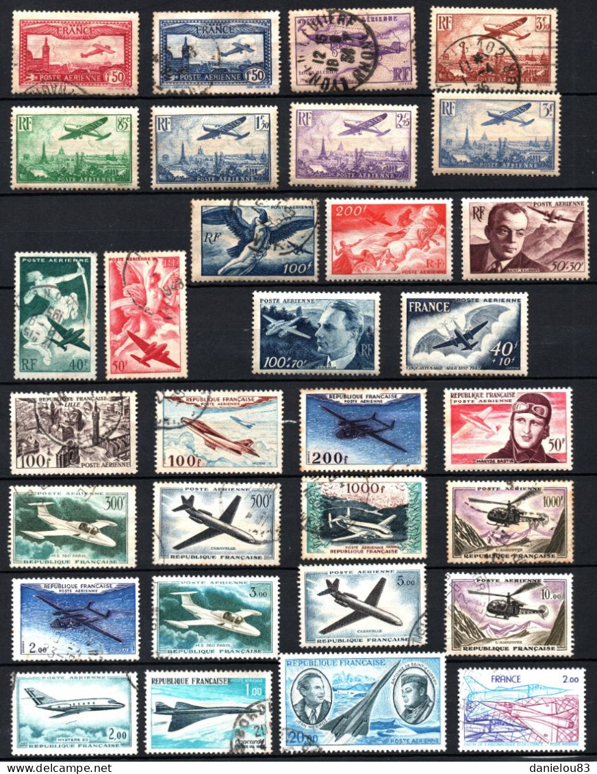 Joli Lot 40 TIMBRES France Poste Aérienne PA - Oblitérés - 1927-1959 Matasellados