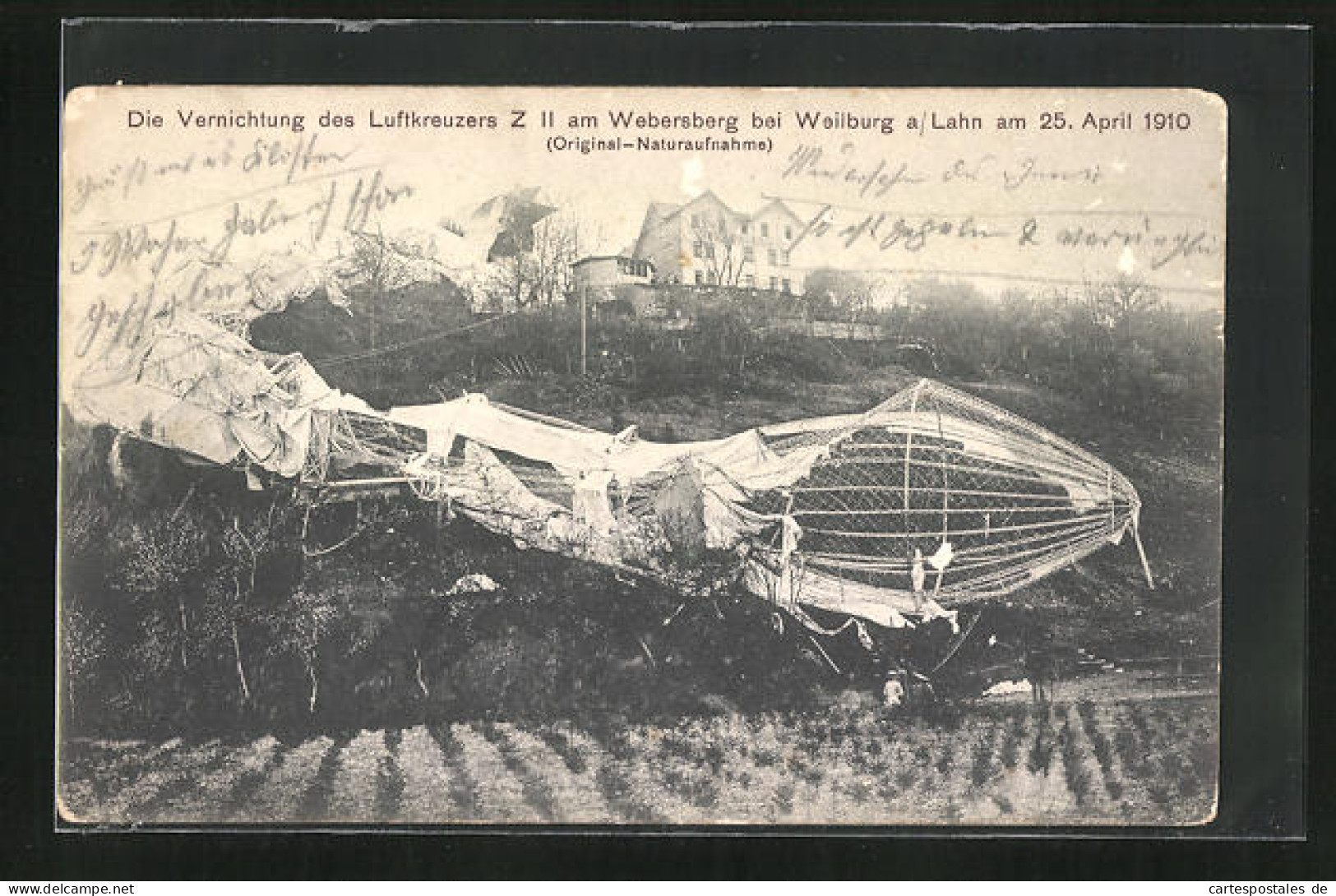 AK Die Vernichtung Des Luftkreuzers Z II Am Webersberg Am 25. April 1910  - Dirigeables