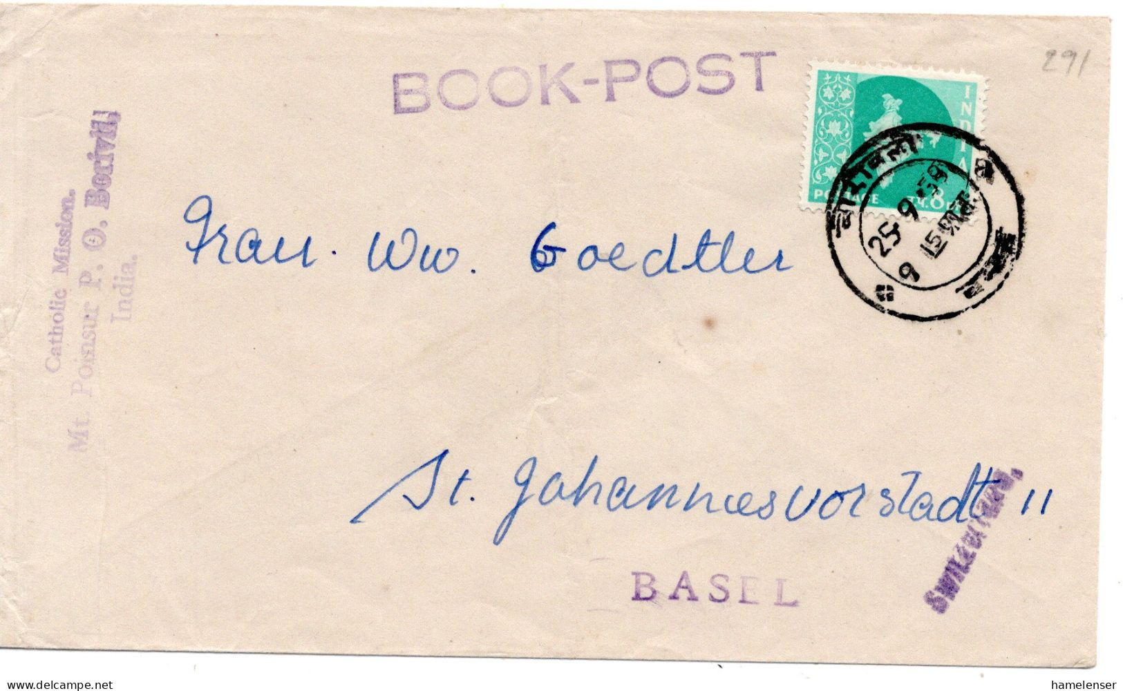 78427 - Indien - 1958 - 8P Landkarte EF A DrucksBf ... -> Schweiz - Storia Postale