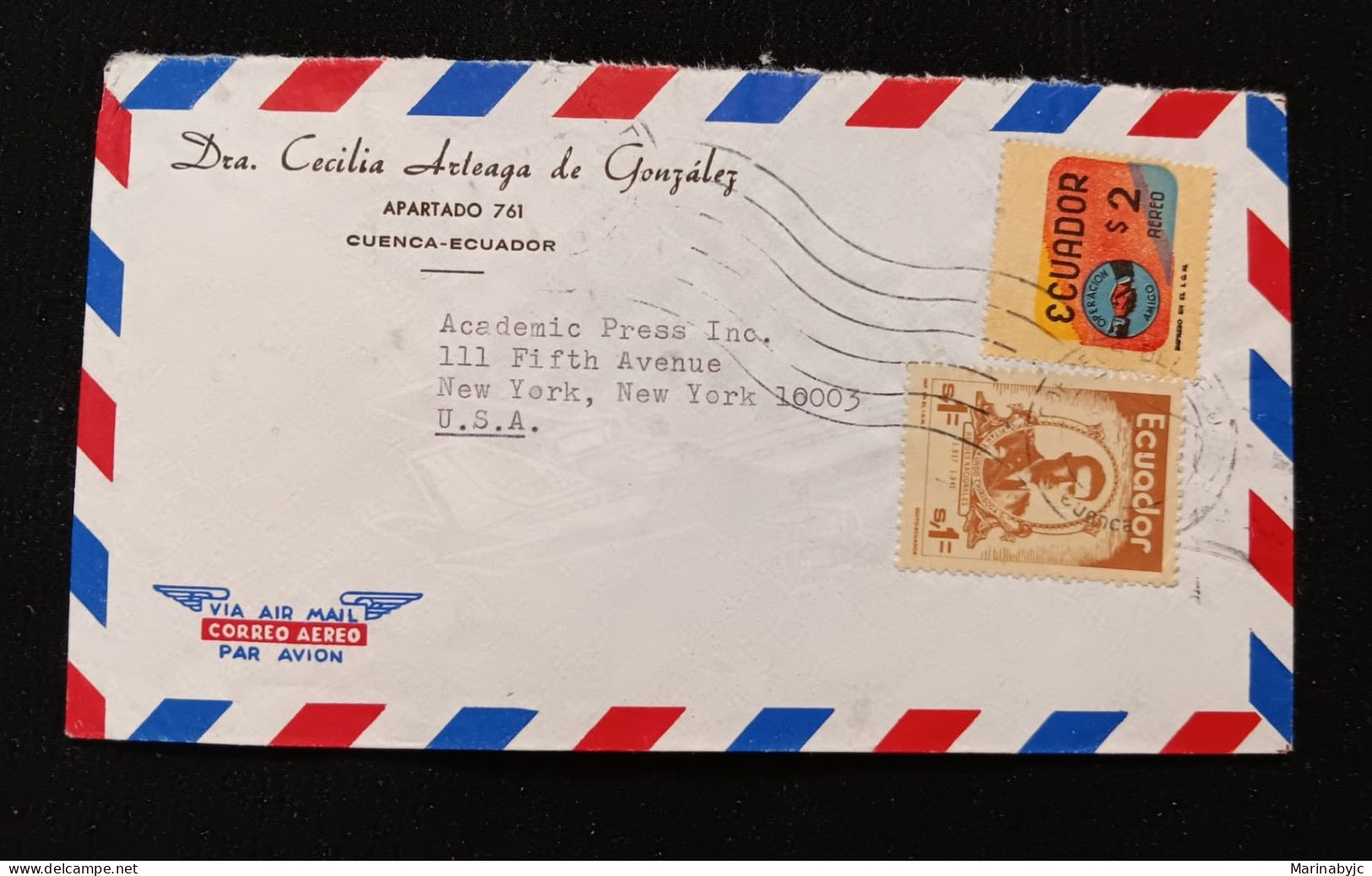 C) 1941, ECUADOR, AIR MAIL, DOUBLE STAMPED ENVELOPE SENT TO THE UNITED STATES. XF - Equateur