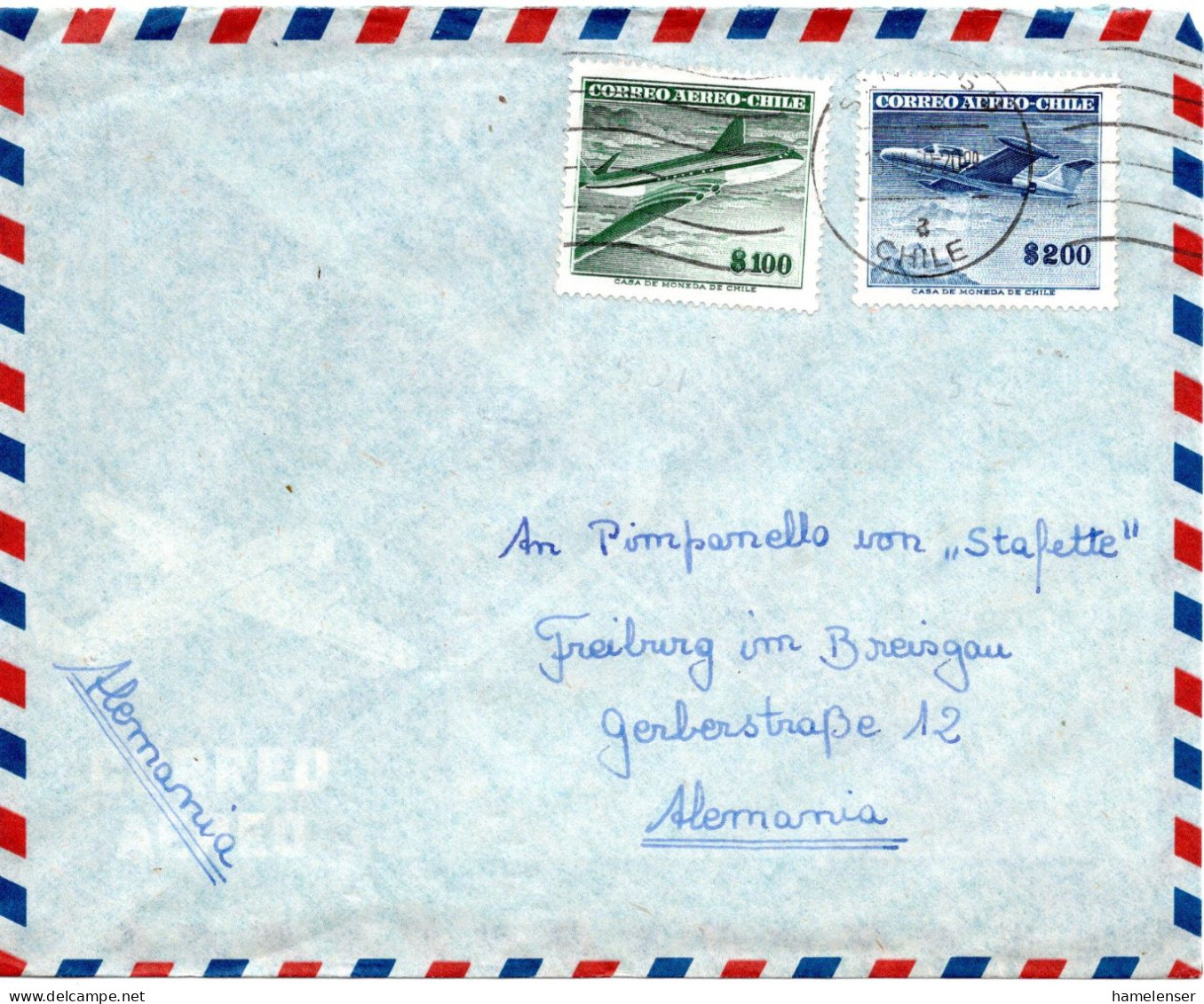 78429 - Chile - 1960 - $200 Luftpost MiF A LpBf SANTIAGO -> Westdeutschland - Chile