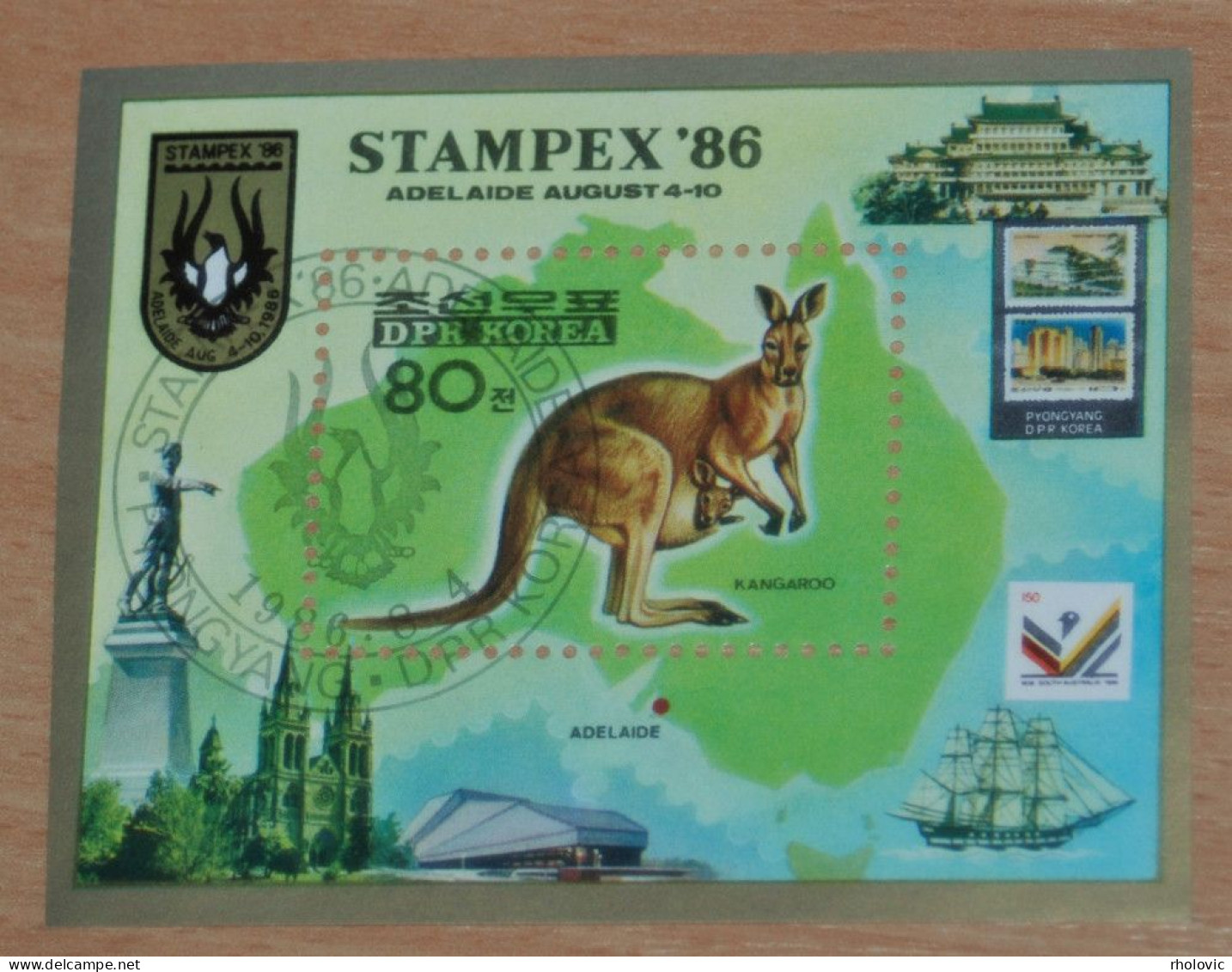 KOREA 1986, Stampex 86', Stamp Exhibition, Kangaroos, Animals, Fauna, Mi #B218, Souvenir Sheet, Used - Otros & Sin Clasificación