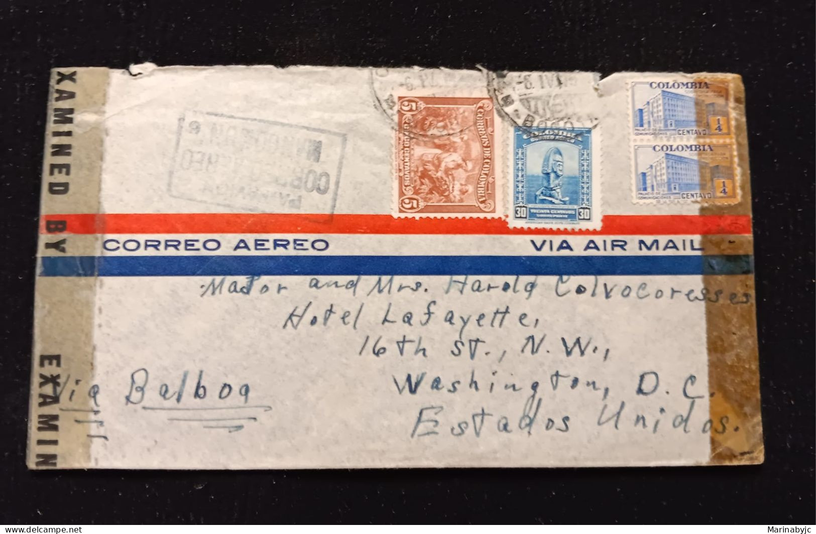 C) 1955, COLOMBIA, AIR MAIL, COVER SENT TO THE UNITED STATES, MULTIPLE STAMPS - Colombie