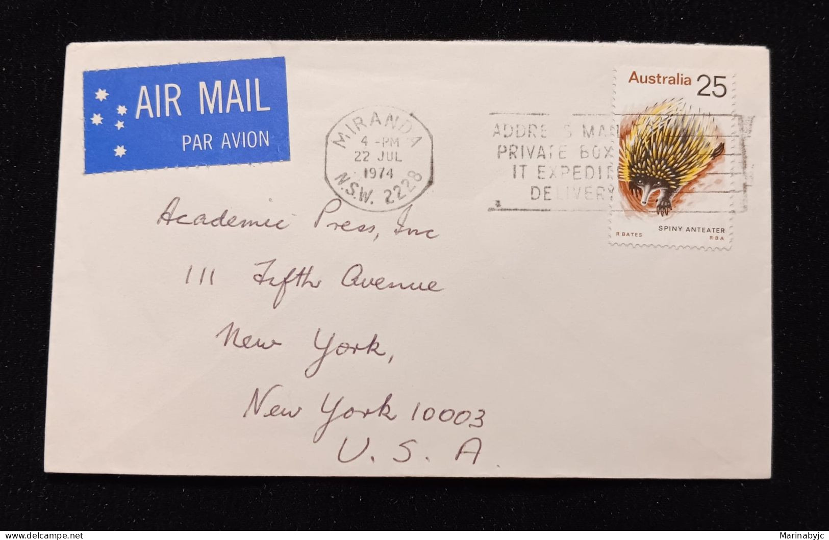 C) 1974, AUSTRALIA, AIR MAIL ENVELOPE SENT TO THE UNITED STATES. XF - Other & Unclassified