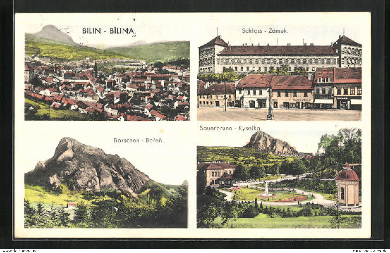 AK Bilin / Bilina, Schloss, Borschen, Sauerbrunn  - Tchéquie