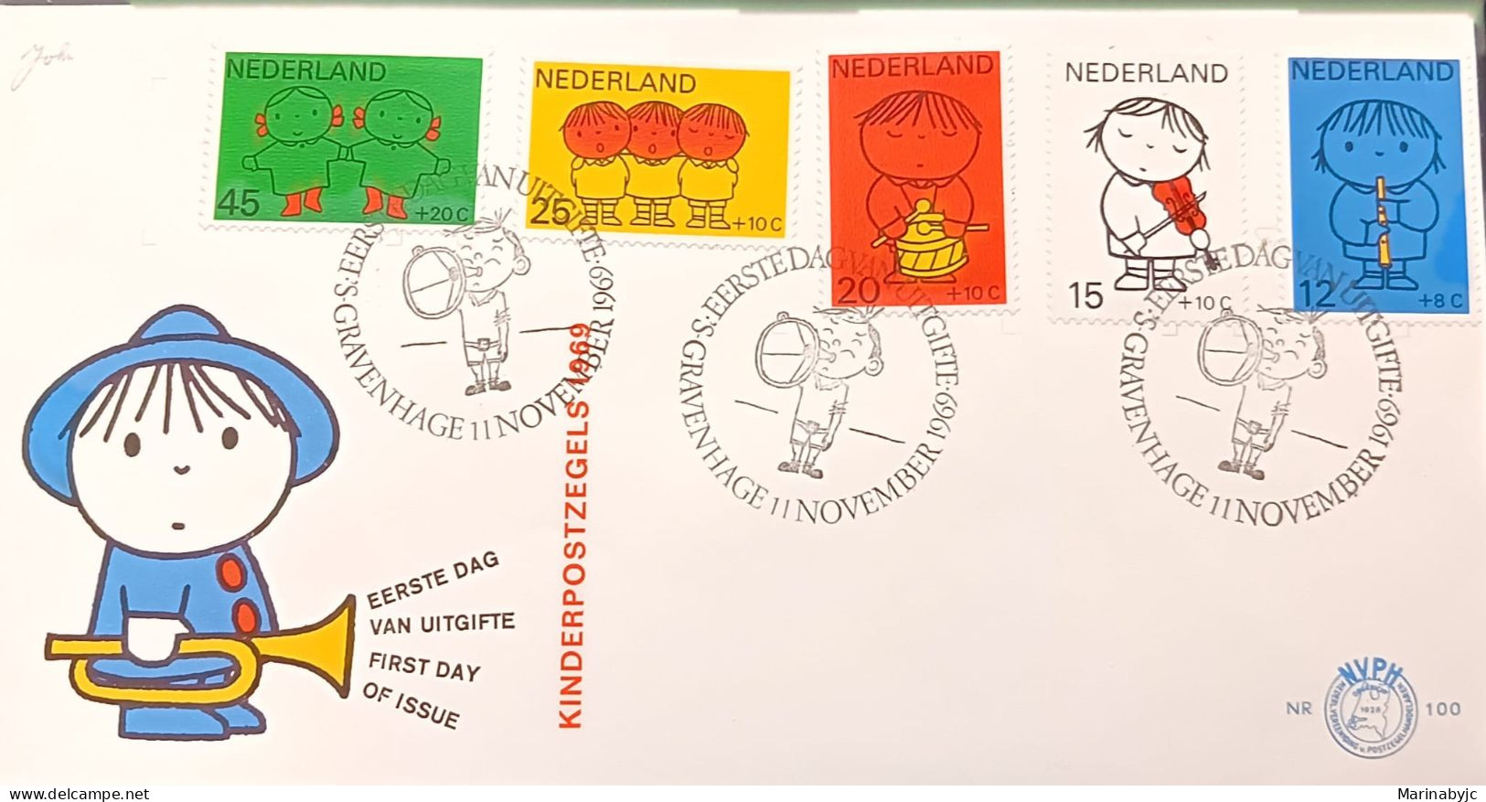 C) 1969, NETHERLANDS, FDC. CHILDREN'S ILLUSTRATIONS. WITH MULTIPLE STAMPS. XF - Sonstige & Ohne Zuordnung