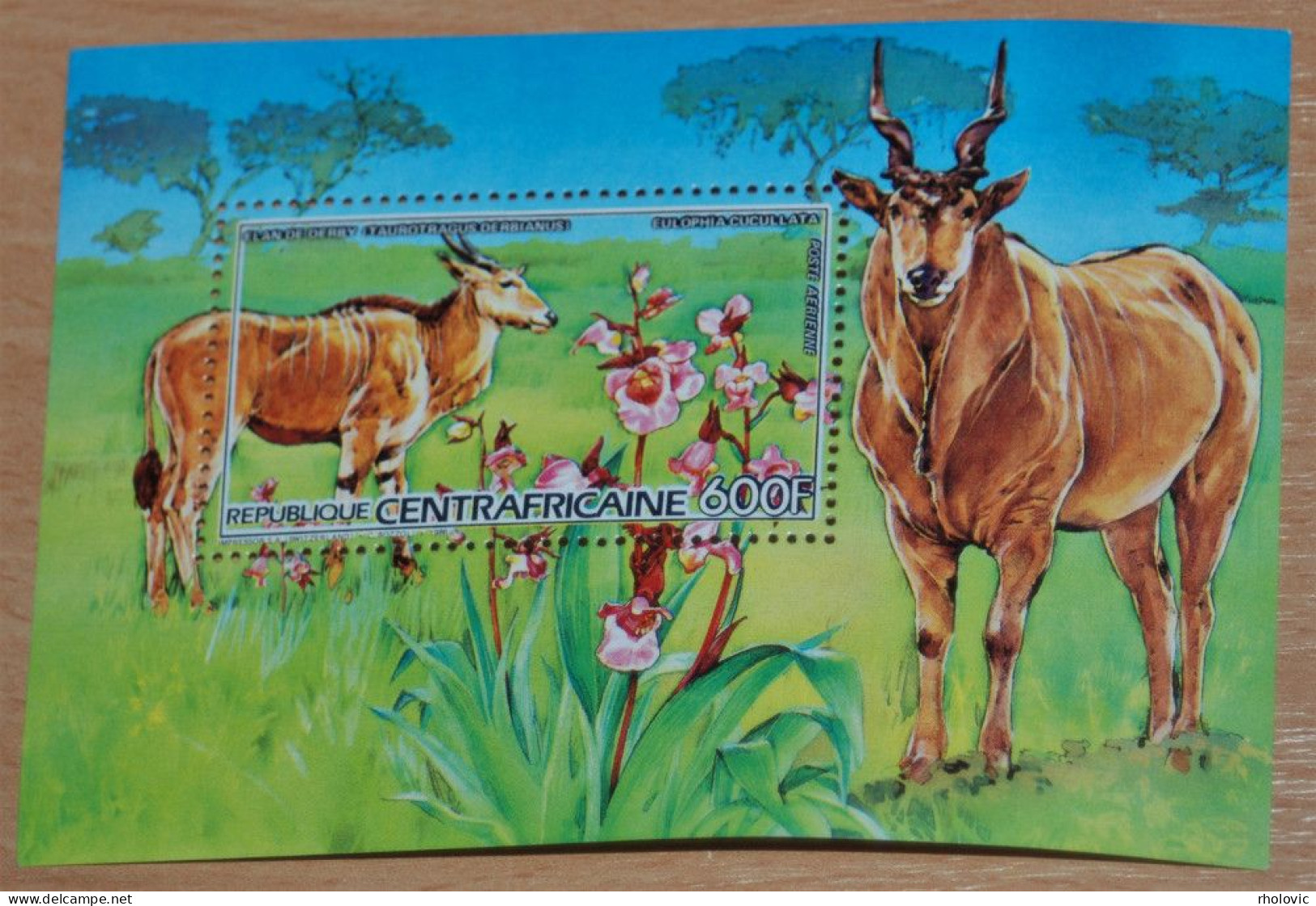 CENTRAFRICAINE 1986, Antelopes, Animals, Fauna, Flora, Flowers, Mi #B373, Souvenir Sheet, MNH** - Autres & Non Classés