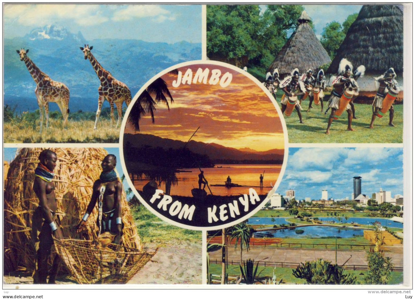 Jambo From KENYA - Multi View W. Dancer, Giraffe, Nairobi , Nice Stamp Amethyst - Kenia
