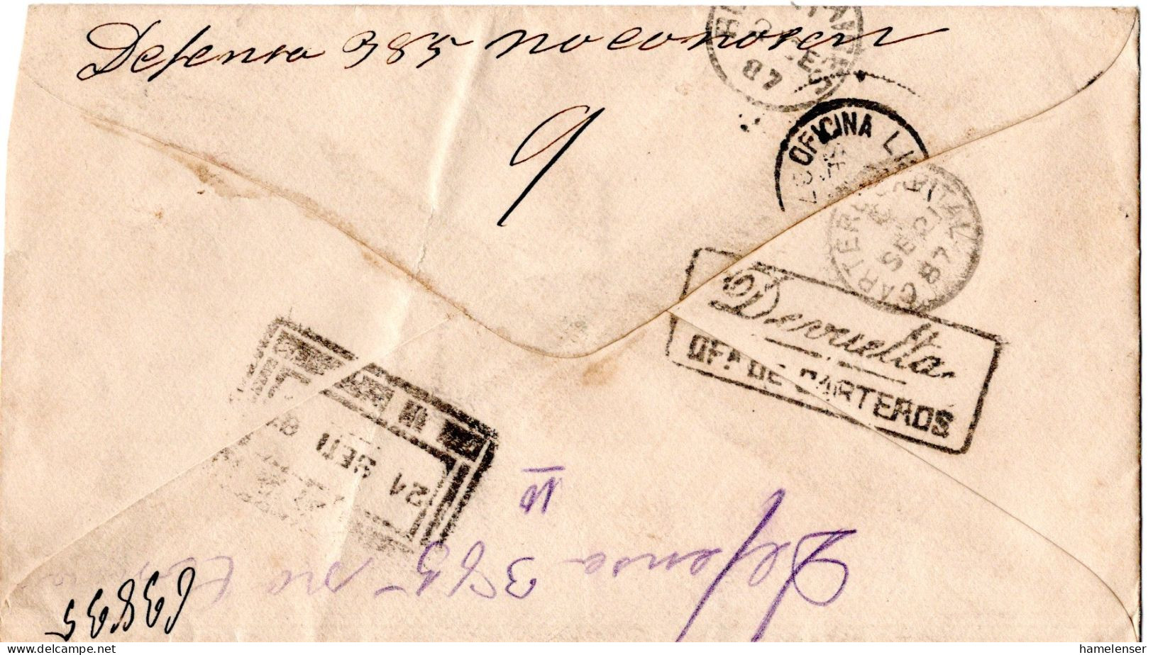 78435 - Argentinien - 1887 - 8c GAU Als OrtsBf BUENOS AIRES, An Abs Zurueck - Briefe U. Dokumente