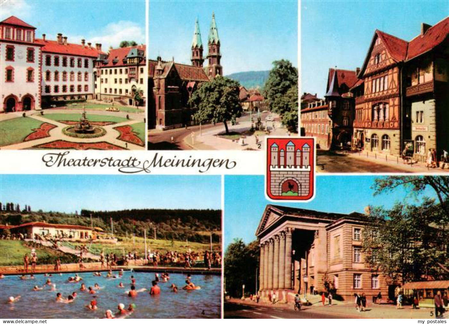 73943485 Meiningen_Thueringen Schloss Kirche Ortspartie Theater Schwimmbad - Meiningen