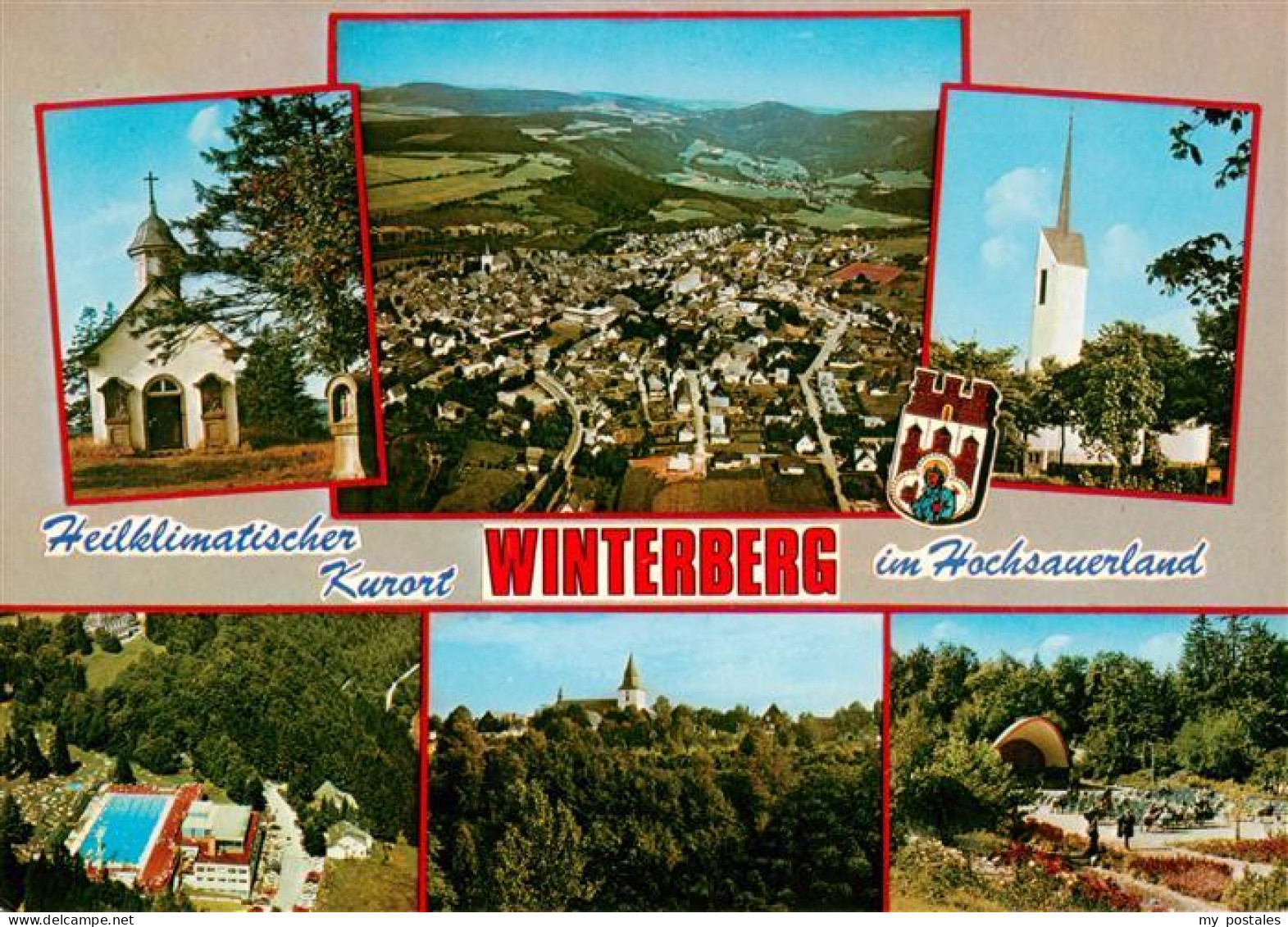 73943422 Winterberg__Hochsauerland_NRW Fliegeraufnahme Kirchen Schwimmbad Panora - Winterberg